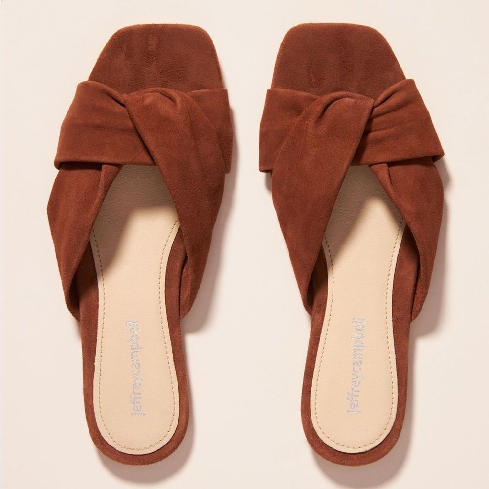 Jeffrey Campbell Twist Slide Brown Suede Sandals EU 38/US 6.5 NWT